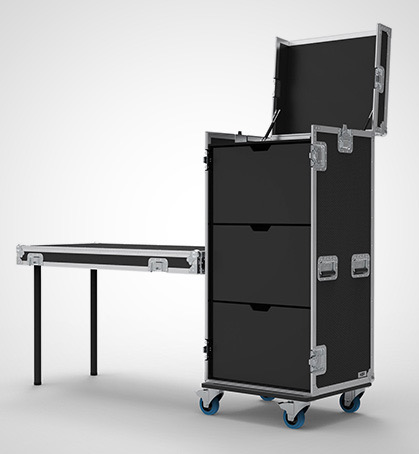 3 Drawer Universal Production Flight Case with Hinged Top Lid