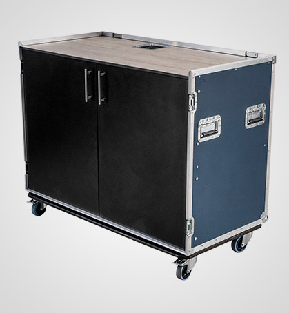 Coffee Cart Barista Station Flight Case with Cupboard Doors