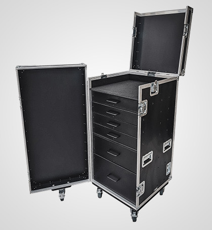 6 Drawer Crew Tool Flight Case with Front & Top Hinged Lids