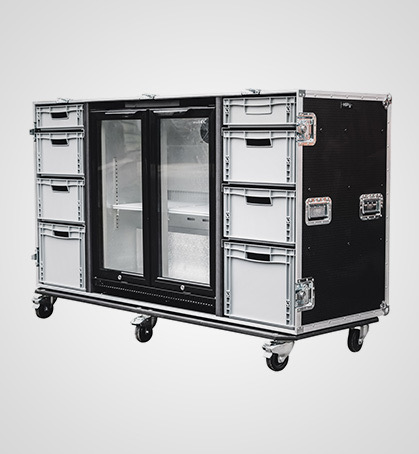 Hospitality Flight Case with Euro Drawers and Double Fridge