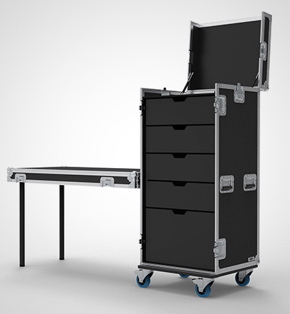 5 Drawer Universal Production Flight Case with Hinged Top Lid