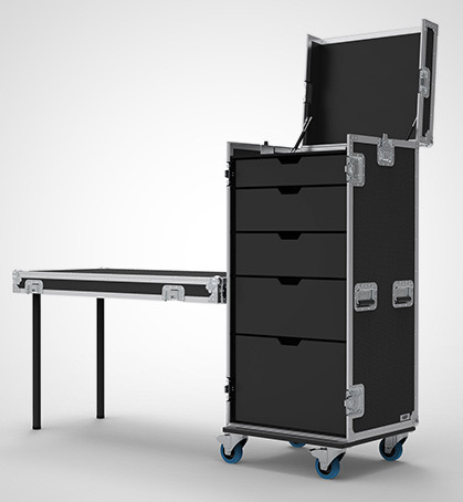 5 Drawer Universal Production Flight Case with Hinged Top Lid