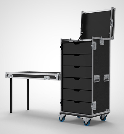 6 Drawer Universal Production Flight Case with Hinged Top Lid