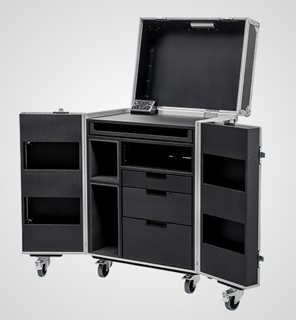 3 Drawer Tech Flight Case with Rack Space & Hinged Lids