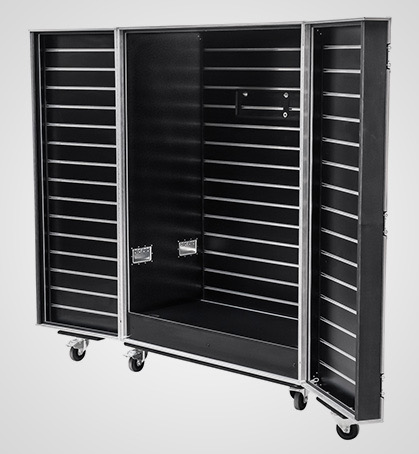 Retail Display Flight Case with Slat Wall in Black