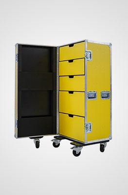 5 Drawer Universal Production Flight Case in Yellow