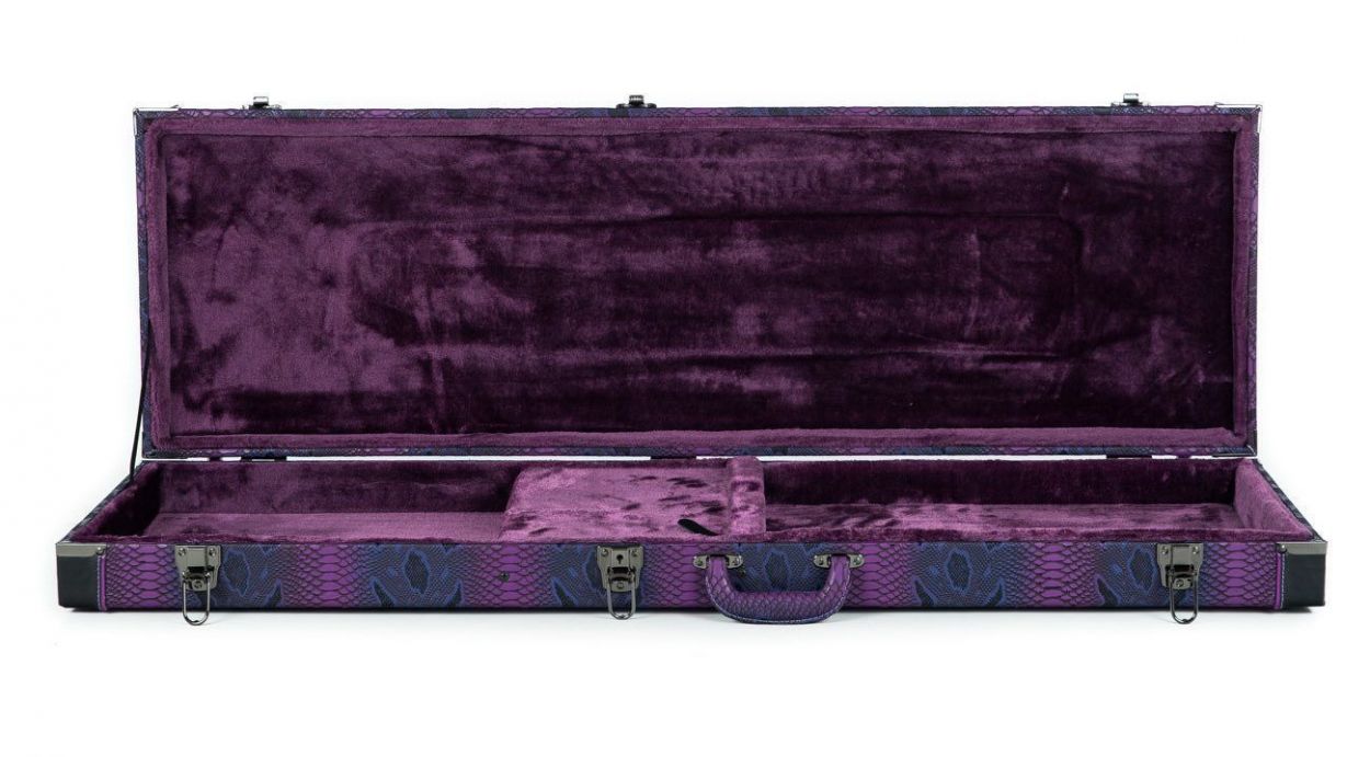 Electric Bass Guitar Hard Case in Purple Snakeskin NSP Cases