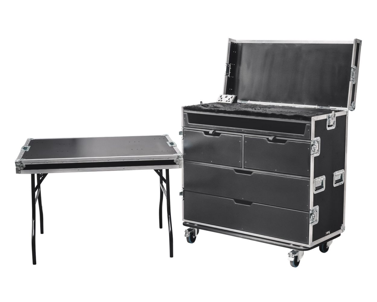 Guitar Tech Station Flight Case with Side Table NSP Cases