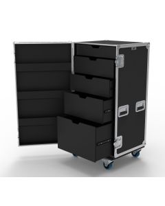 5 Drawer Universal Production Flight Case with Hinged Lid