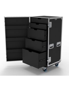 5 Drawer Universal Production Flight Case with Hinged Lid