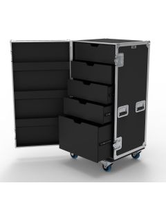 5 Drawer Universal Production Flight Case with Hinged Lid
