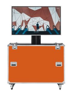 50 inch Motorised Screen Flight Case in Orange Square HPL (IN STOCK)