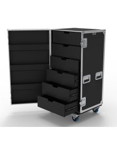 6 Drawer Universal Production Flight Case with Hinged Lid