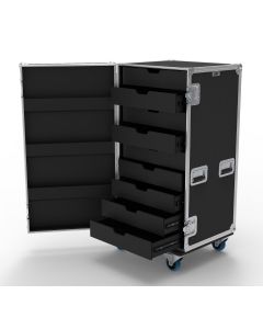 9 Drawer Universal Production Flight Case with Hinged Lid