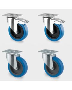Set of 100mm Industrial Castors - 4 inch