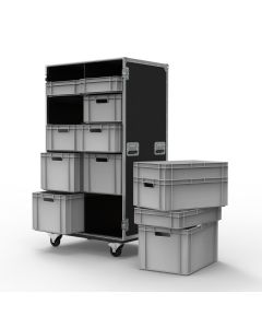 12 Drawer Double Width Euro Container Flight Case