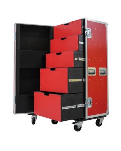 5 Drawer Universal Production Flight Case in RED