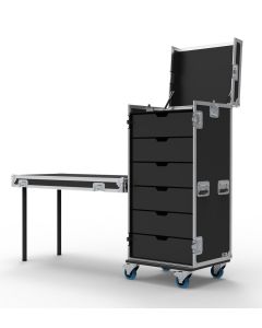 6 Drawer Universal Production Flight Case with Hinged Top Lid