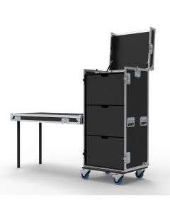 3 Drawer Universal Production Flight Case with Hinged Top Lid