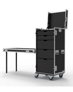 5 Drawer Universal Production Flight Case with Hinged Top Lid