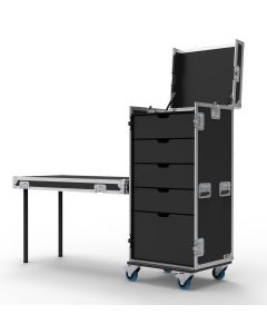 5 Drawer Universal Production Flight Case with Hinged Top Lid