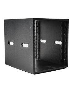12U Rack Sleeve - 600mm Deep in Black with Handle Cut Outs