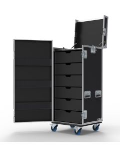6 Drawer Universal Production Flight Case with Front & Top Hinged Lids